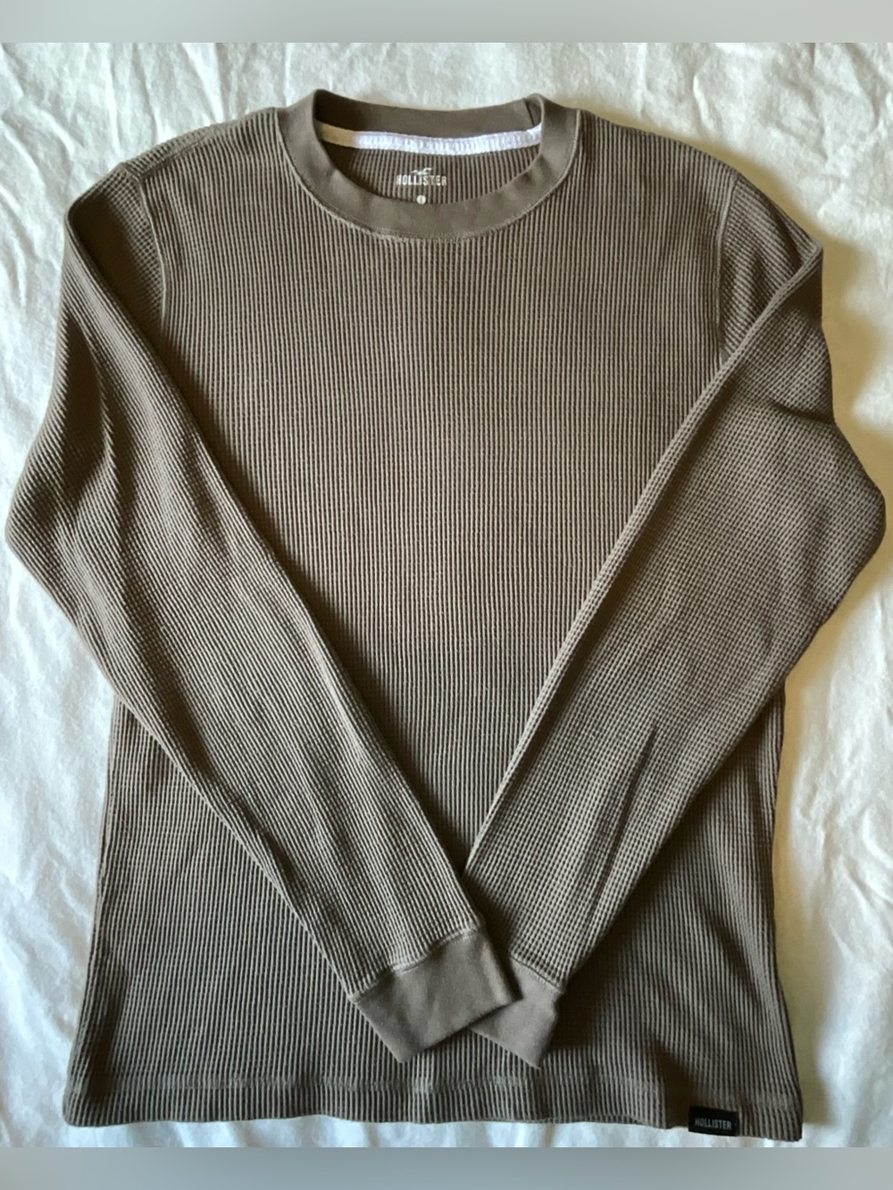 Hollister Men's Long-Sleeve Waffle Crewneck Sweater - Brown